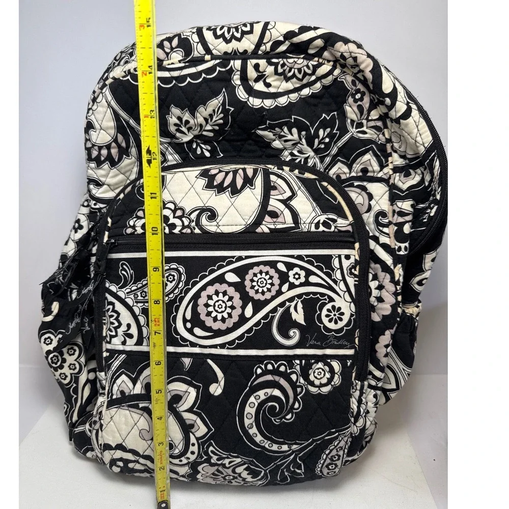 Vera Bradley Backpack Womens Large Black Midnight Paisley Quilted Cotton